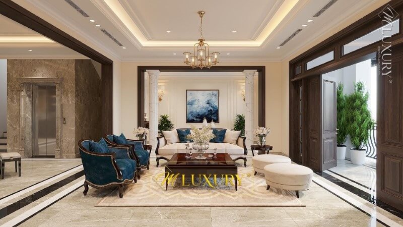 Trang trí nội thất phòng khách biệt thự cao cấp, sang trọng Thiết kế phòng khách biệt thự