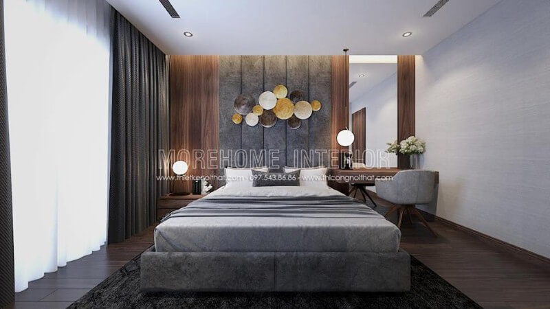 Thảm phòng ngủ đẹp sang trọng tạo nên vẻ đẹp hài hòa trong phong cách hiện đại. Thiết kế phòng ngủ biệt thự