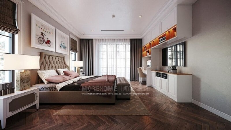 Trang trí nội thất phòng của con đẹp, sang trọng nhưng không kém nét sinh động, đáng yêu. Thiết kế chung cư