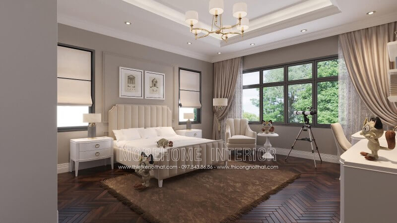 Giường ngủ biệt thự tân cổ điển Giường ngủ biệt thự tân cổ điển