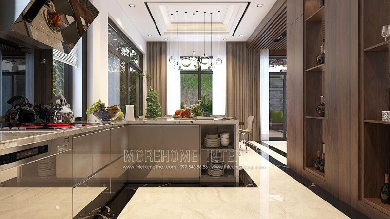 Morehome gợi ý mẫu thiết kế tủ bếp hiện đại tại biệt thự Vinhomes Hải Phòng cao cấp Thiết kế tủ bếp đẹp
