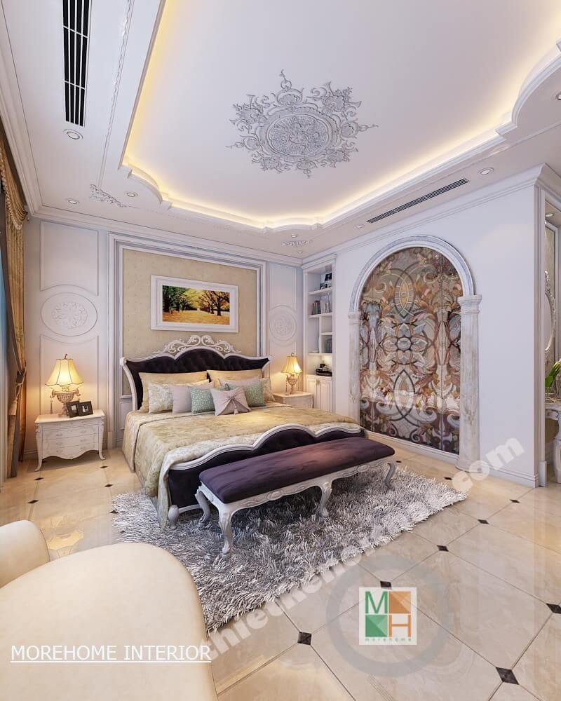 Giường ngủ biệt thự tân cổ điển Giường ngủ biệt thự tân cổ điển