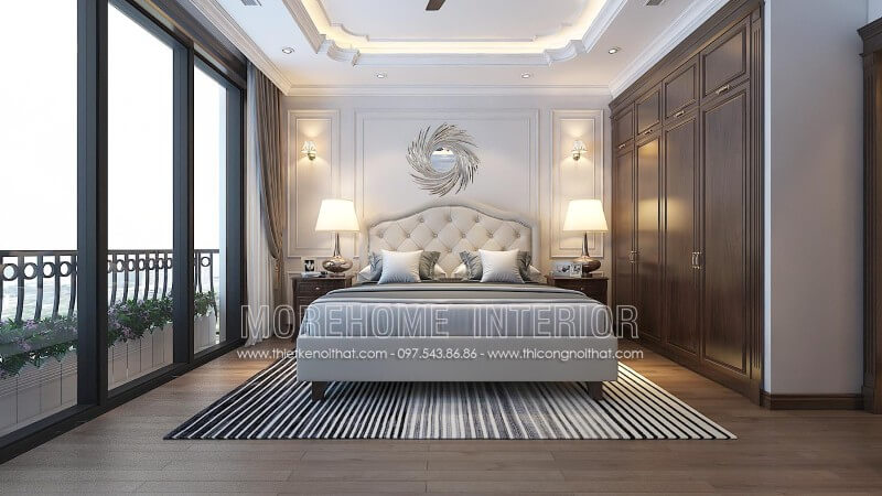 Giường ngủ chung cư tân cổ điển Giường ngủ chung cư tân cổ điển