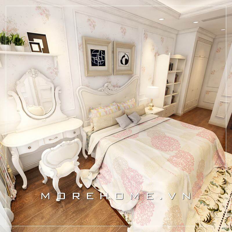Giường ngủ chung cư tân cổ điển Giường ngủ chung cư tân cổ điển