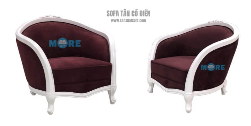Thiết kế, sản xuất sofa đơn tân cổ điển MS-013 gỗ tự nhiên Tần bì, bọc nỉ cao cấp nhập khẩu màu nâu đẹp cho phòng khách chung cư, biệt thự sofa tân cổ điển