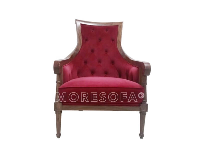 Sofa tân cổ điển MS-022 gỗ tự nhiên Óc chó, bọc nỉ nhập khẩu cao cấp màu đỏ nổi bật cho phòng khách sang trọng sofa tân cổ điển