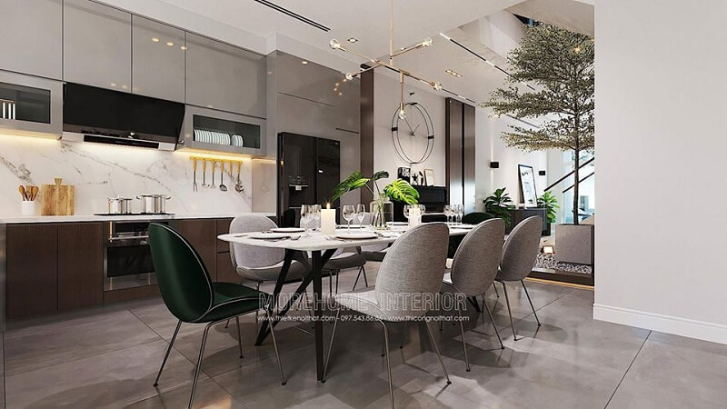 Hệ tủ bếp gỗ công nghiệp mang đến vẻ đẹp đẳng cấp cho không gian sống gia chủ.