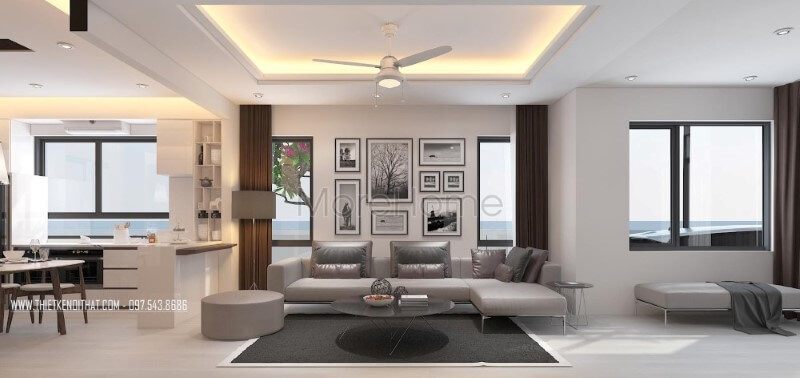 Ấn tượng với vẻ đẹp sang trọng mà tiện nghi của phòng khách biệt thự, nhà phố từ bộ sofa da hiện đại màu xám tinh tế