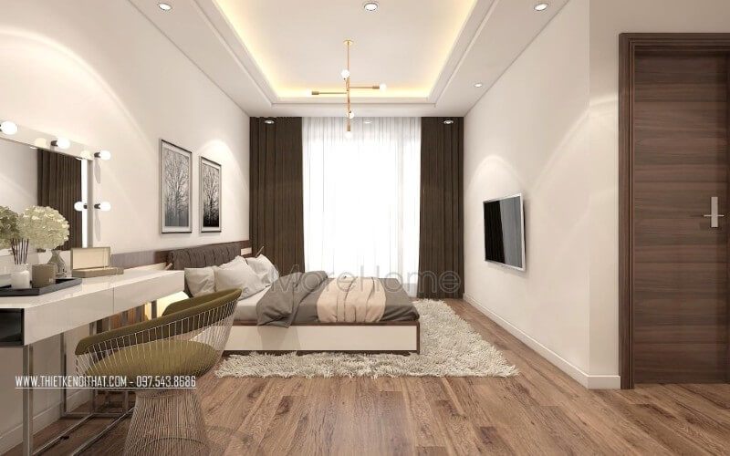 Thiết kế nội thất phòng ngủ hiện đại, trẻ trung mà không kém phần sang trọng, thoải mái
