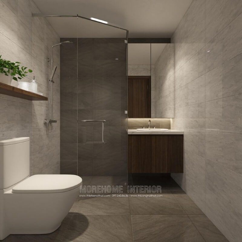 Nội thất phòng tắm chung cư nhỏ thiết kế đơn giản đáp ứng công năng