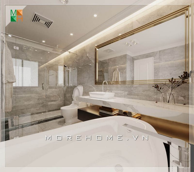 Thiết kế nội thất phòng tắm kết hợp nhà vệ sinh đẹp mang phong cách hiện đại và sang trọng biệt thự, nhà phố, chung cư cao cấp.