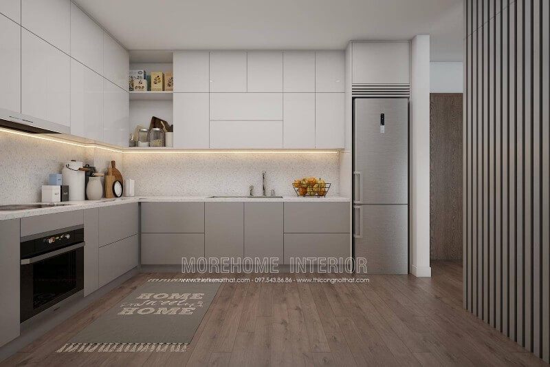 Nội thất căn bếp gọn gàng, thuận tiện cho công việc nấu nướng