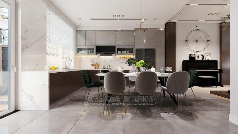 Mẫu tủ bếp gỗ công nghiệp hiện đại sang trọng cho nhà biệt thự
