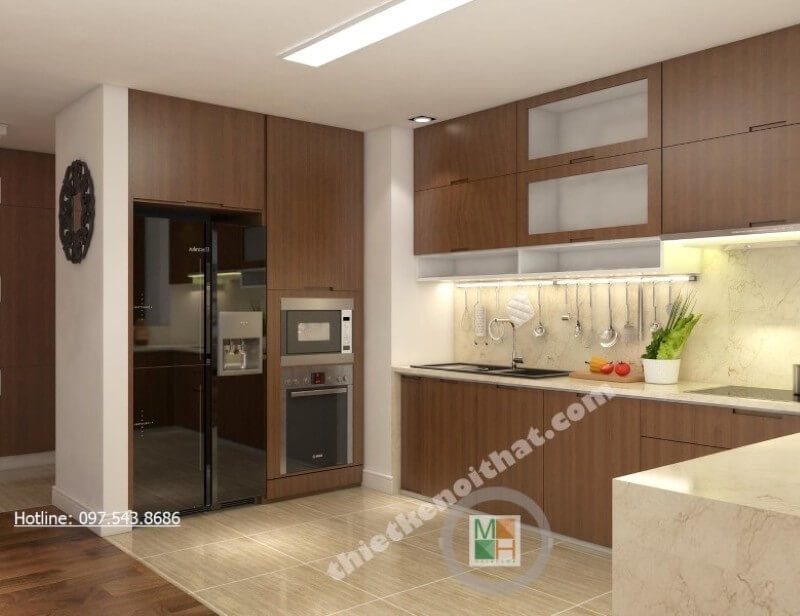 Với sự phân chia hợp lí và khoa học, tủ bếp hiện đại giúp cho người nội trợ dễ dàng nấu nướng nhanh chóng hơn