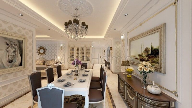Mẫu bàn ghế ăn 8 chỗ giúp cho gia chủ thuận tiện hơn trong quá trình dùng bữa cũng của mọi thành viên trong gia đình cũng như những buổi tiệc tiếp đãi khách tới chơi nhà