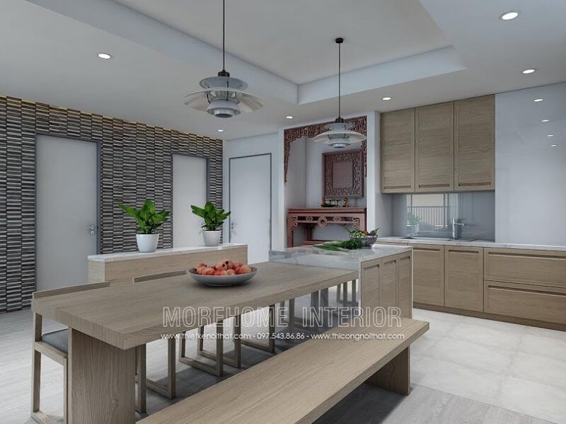 Bộ bàn ăn hiện đại với thiết kế nổi bật, tạo điểm nhấn nổi bật cho căn phòng