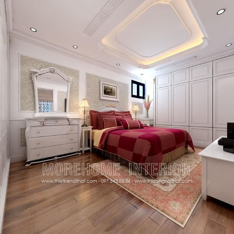 Mẫu giường ngủ đẹp được làm từ chất liệu tần bì phun sơn trắng cao cấp được khách hàng yêu thích bởi lối thiết kế nhẹ nhàng không kém phần sang trọng