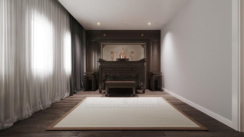 Morehome gợi ý mẫu trang trí nội thất phòng thờ hiện đại bằng gỗ tự nhiên cao cấp cho gia chủ tại các căn hộ chung cư cao cấp, nhà biệt thự, nhà phố.