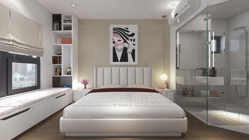 Thiết kế giường ngủ gỗ bệt cho phòng ngủ bố mẹ phong cách hiện đại, trẻ trung