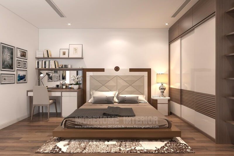 Thiết kế giường ngủ thấp mang lại cảm giác thông thoáng cũng như thuận tiện hon trong quá trình sử dụng